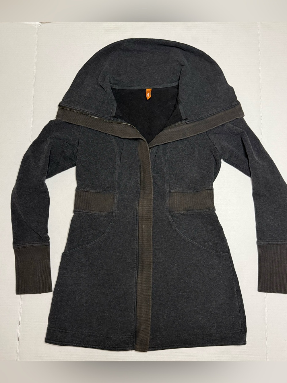 Lucy Activewear Give Me Om Full Zip Cowl Neck Jacket Charcoal Gray XS